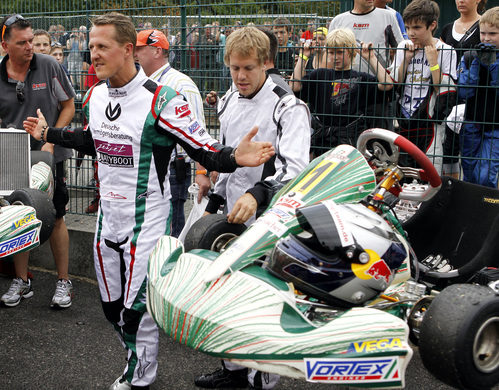 Schumacher y Vettel se retan a una carrera de karts en Bélgica