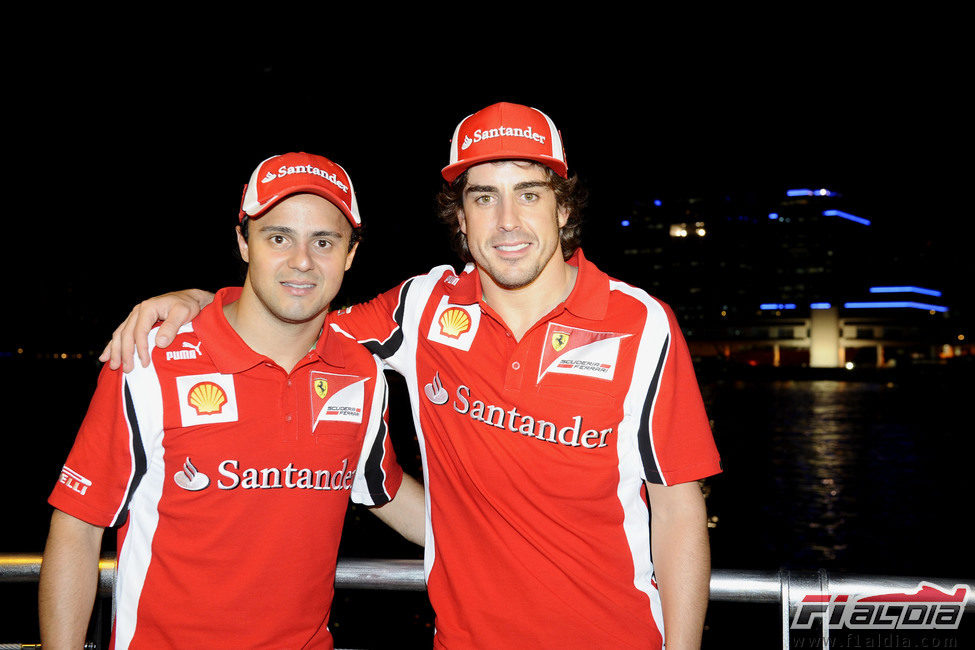 Felipe Massa y Fernando Alonso en Singapur 2011