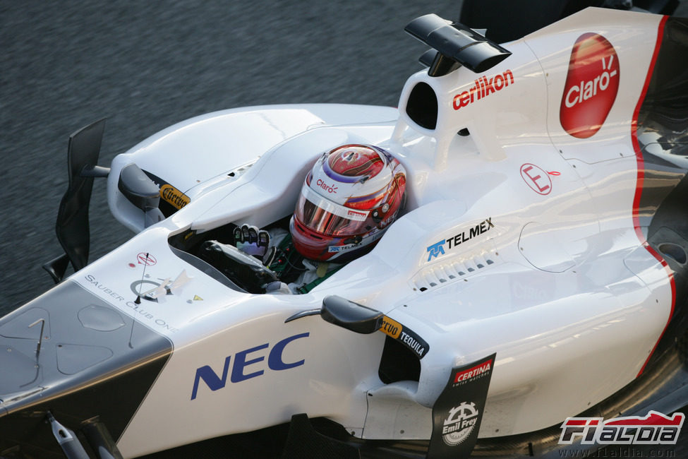 Kamui Kobayashi en el 'cockpit' del circuito de Jerez