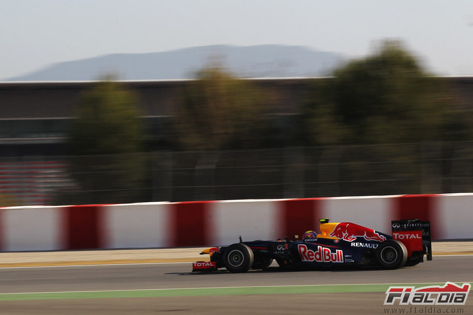 Vista lateral del RB8 de Mark Webber