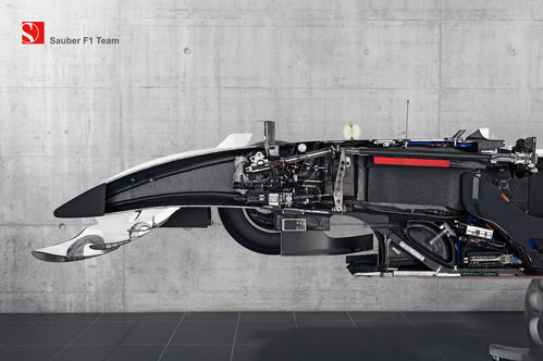 Detalle de la parte frontal del medio BMW Sauber F1.08