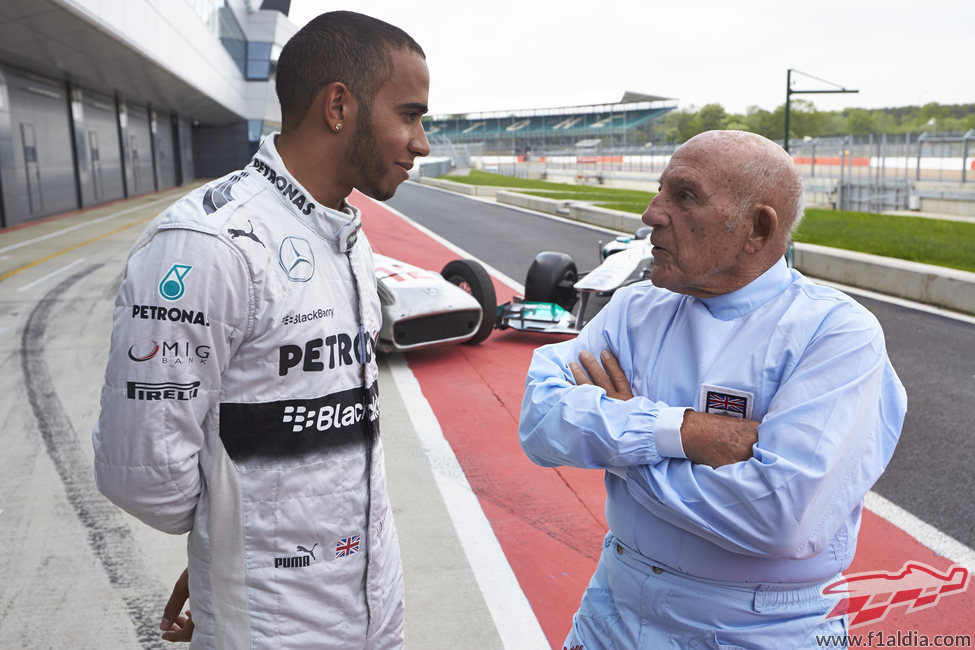 Lewis Hamilton y Stirling Moss, juntos en Silverstone