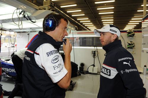 Heidfeld y su ingeniero de pista