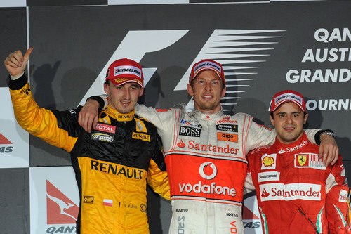 Button, Kubica y Massa: el podio de Australia 2010