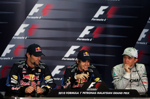 Webber, Vettel y Rosberg en rueda de prensa