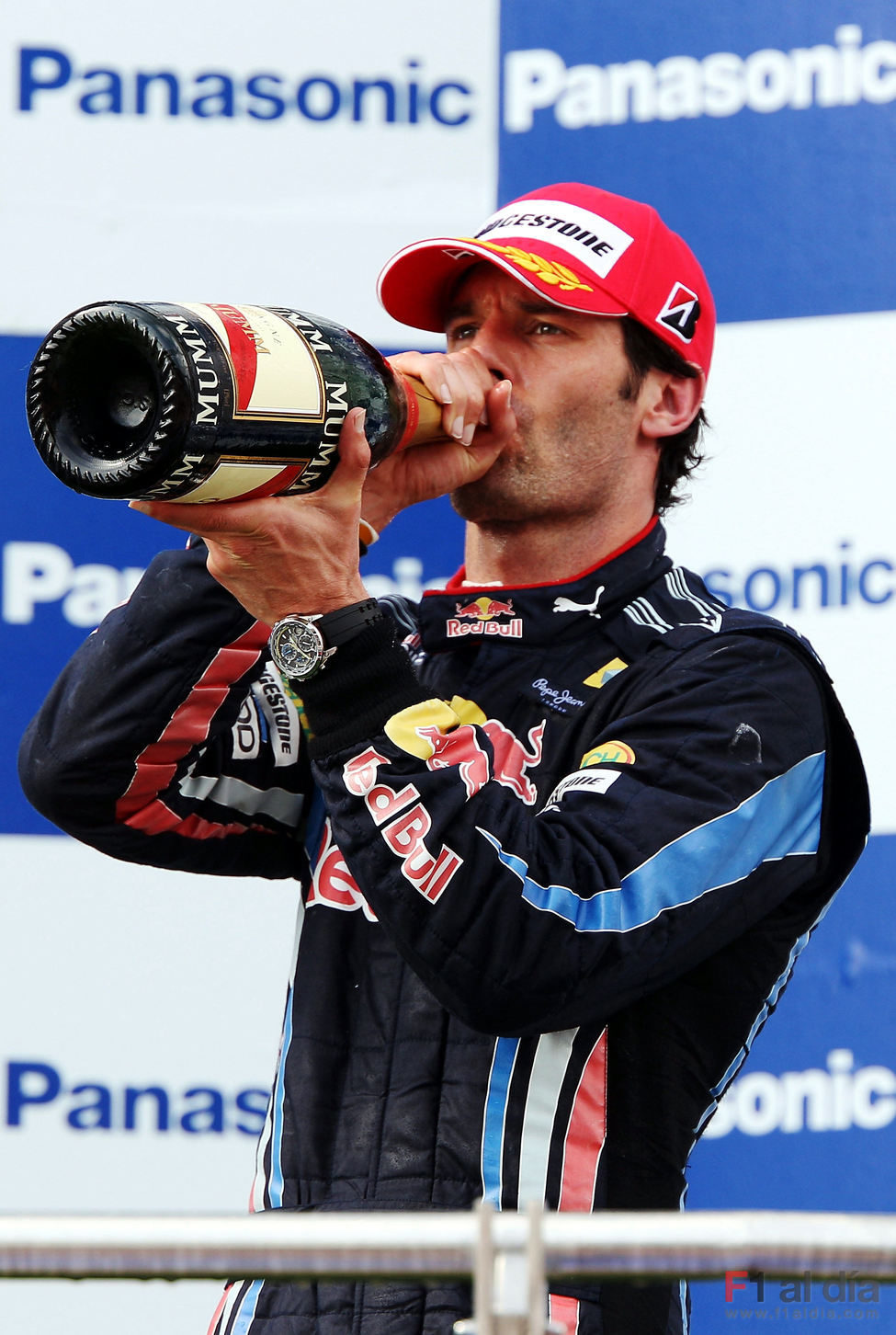 Webber y el champán