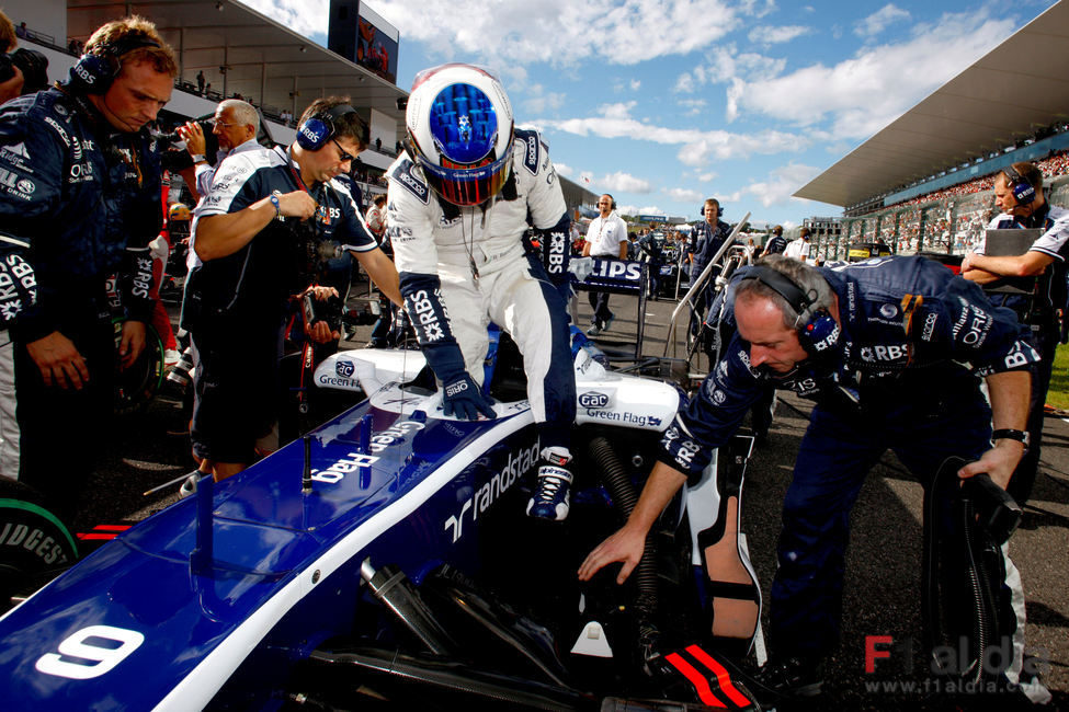 Barrichello en la parrilla