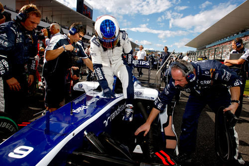 Barrichello en la parrilla