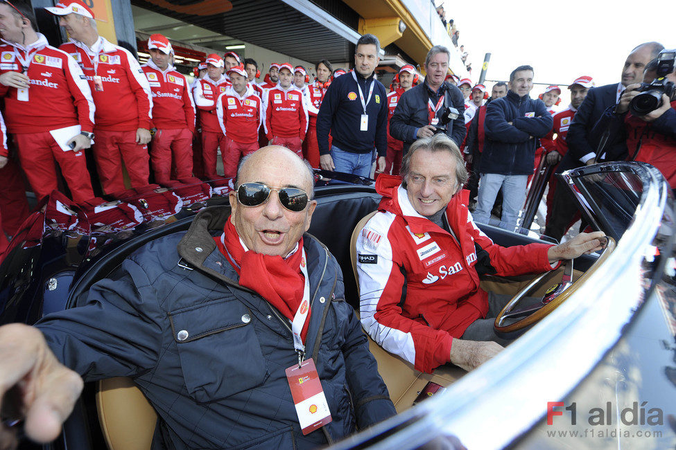 Emilio Botín acompaña a Luca di Montezemolo en su vuelta a la pista