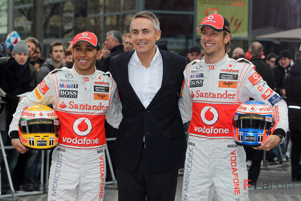 Lewis Hamilton, Martin Whitmarsh y Jenson Button