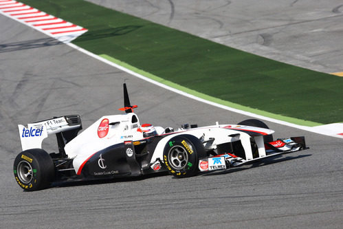 El Sauber de Kobayashi en acción en Montmeló