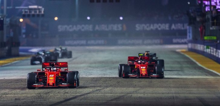 vettel y leclerc singapur 2019