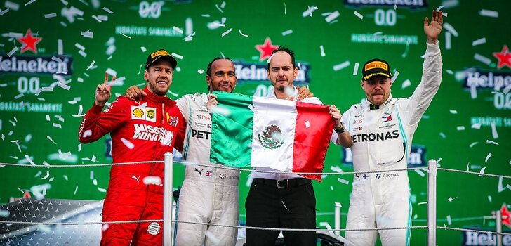 Vettel, Hamilton y Bottas en el podio de México 2019